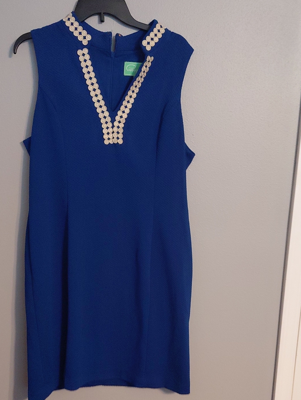 Royal Blue Sleeveless Mini Dress with Ivory Trim